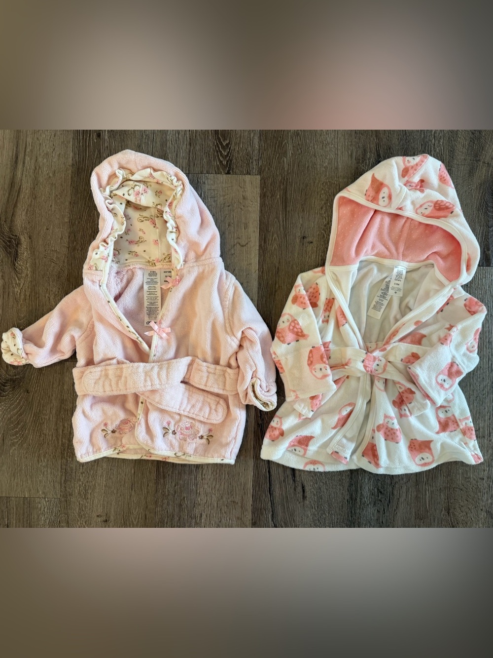 EUC- Baby girl bath robes- Little Me, Carter’s, 0-9M